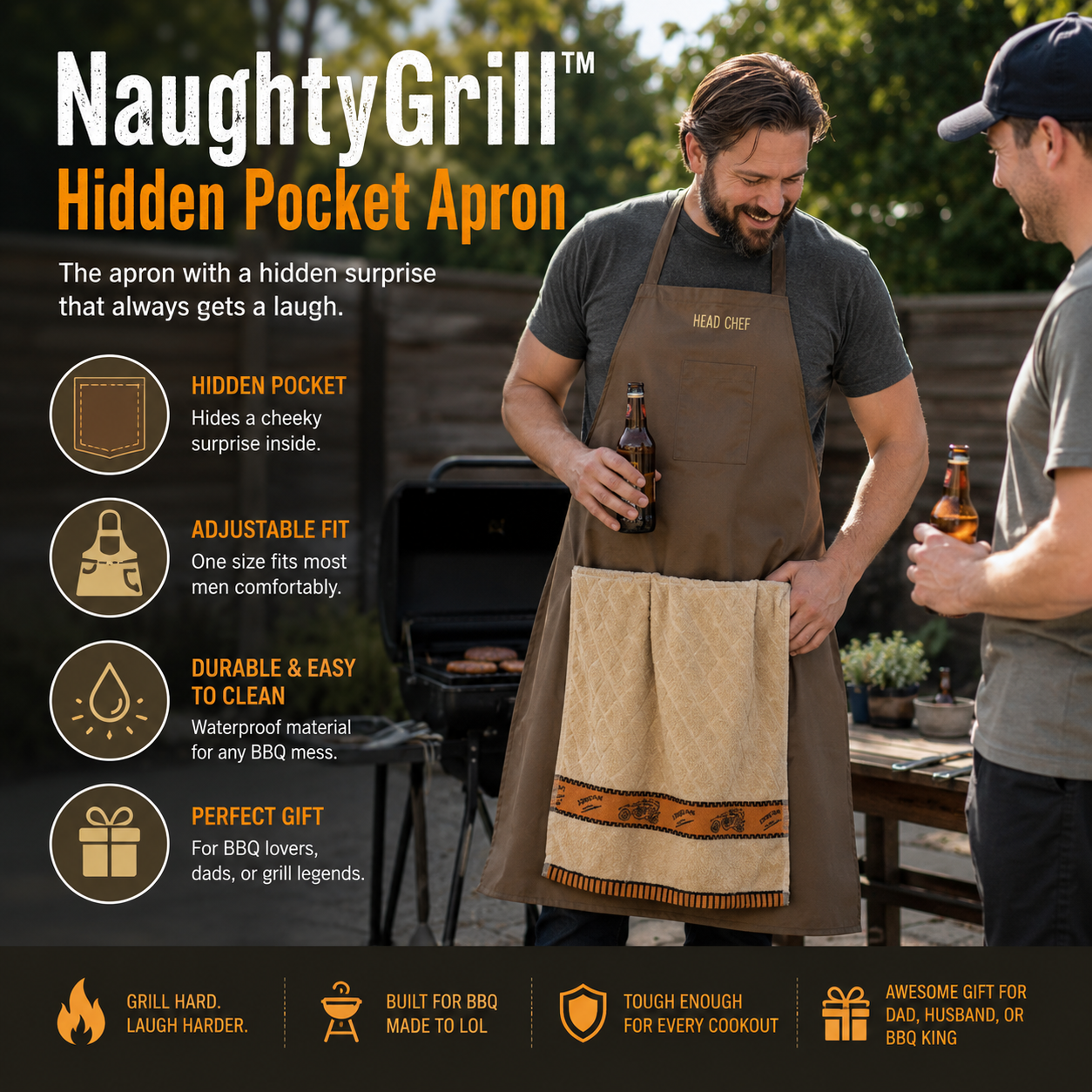 NaughtyGrill™ Hidden Pocket Apron