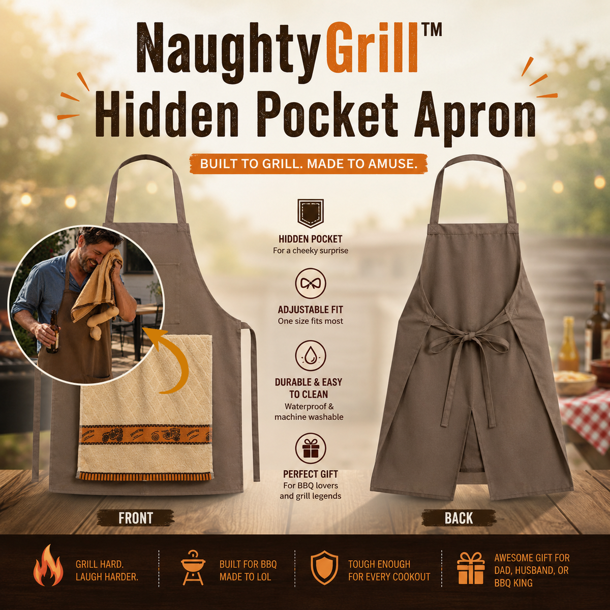 NaughtyGrill™ Hidden Pocket Apron