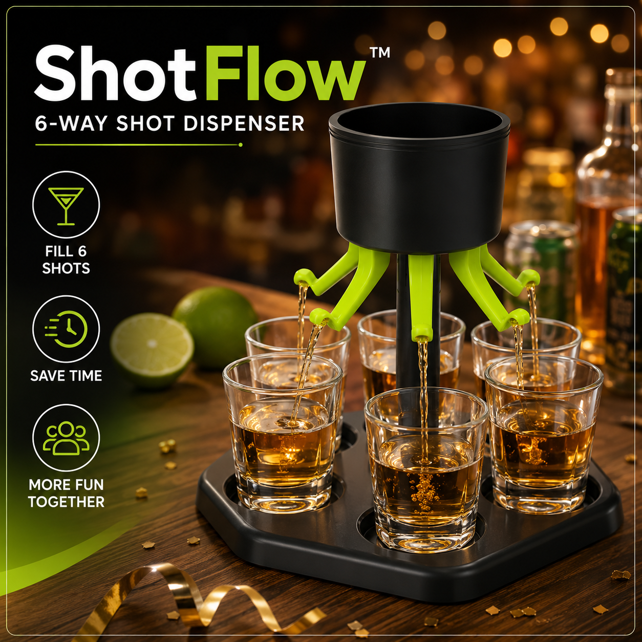 ShotFlow™ 6-Way Party Drink Dispenser